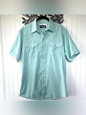 Ranch and Town by Panhandle Slim light seafoam short sleeve snap up cowboy shirt